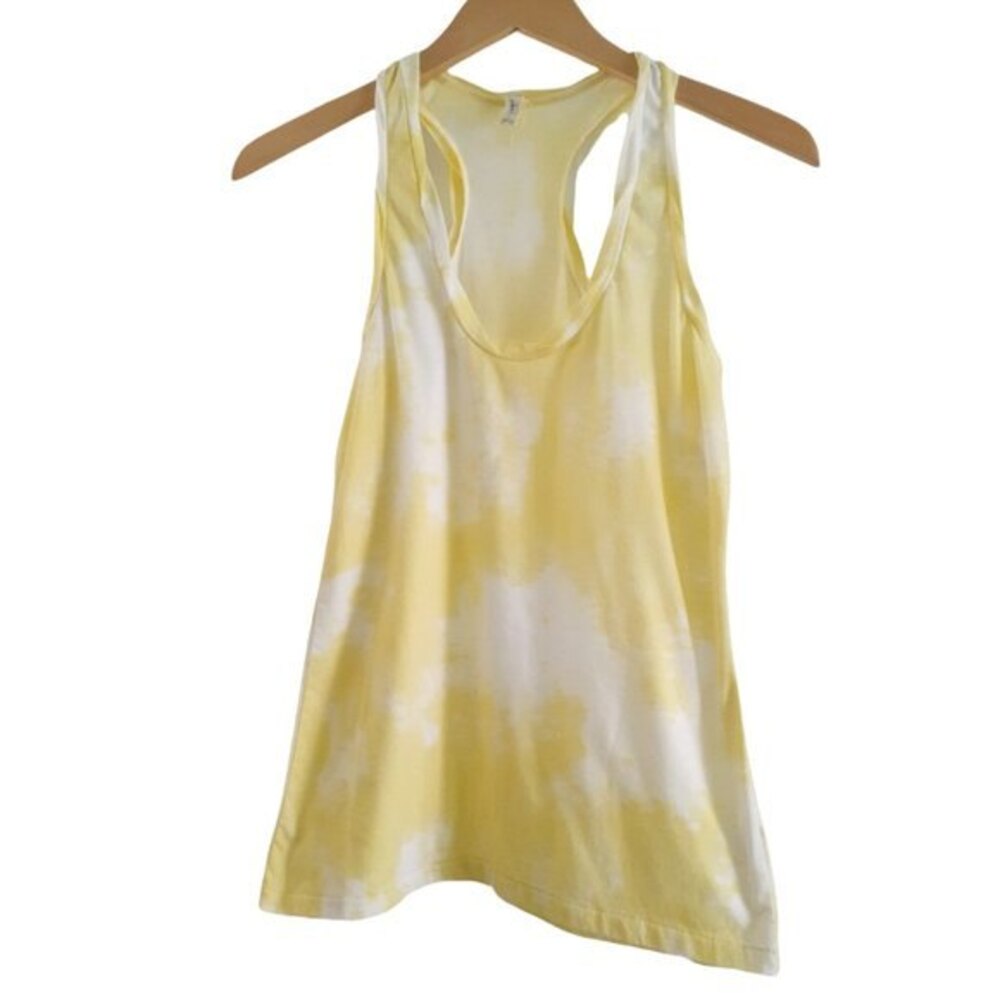 Old Navy UltraLite Racerback Rib-Knit Performance Tank in Neon Yellow Tie-Dye M